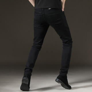 太子龙(TEDELON) 牛仔裤男  纯色弹力修身小脚舒适型酷男士牛仔长裤 T82410 黑色 29