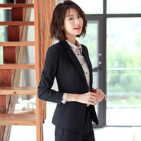 俞兆林 2019职业装套装女西装套装外套+裤子两件套 YWXF188358 黑色 M