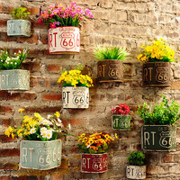 复古工业风墙面装饰品创意墙壁壁挂花盆绿植奶茶店仿真花墙上挂件