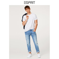 ESPRIT 男装潮流磨毛补丁做旧棉弹休闲直筒牛仔裤-048EE2B006 *3件