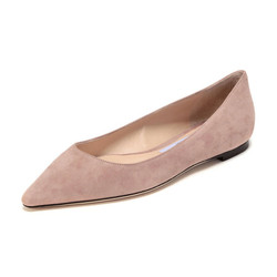 JIMMY CHOO 周仰杰 女士芭蕾粉绒面皮革尖头平底鞋 ROMY FLAT SUE 247 BALLET PINK 38.5码 *3件