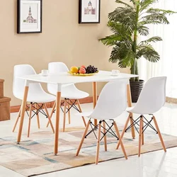 TIMI天米 北欧实木餐桌 小户型餐桌椅组合 (白色 1.2米餐桌+4把伊姆斯椅子)