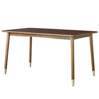 百伽 全实木餐桌餐厅家用白橡木饭桌1.4米金属脚桌子65668 胡桃木色