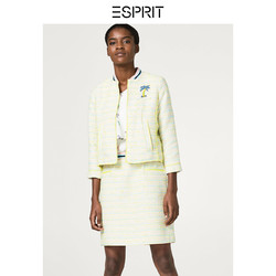 ESPRIT女装夏撞色拼接圆领植物图案时尚休闲短外套女-058EE1G001 *4件