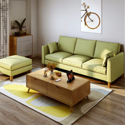 贝坦达 沙发 布艺沙发小户型组合现代简约单双三人整装客厅店铺北欧沙发 苹果青+咖 2.1m三人位（海绵款）