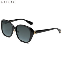 GUCCI 古驰 eyewear 女款太阳镜 2018年新款注塑墨镜 GG0371SK-001 黑色镜框灰色镜片 57mm