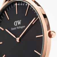 Daniel Wellington 织纹黑色对表 丹尼尔惠灵顿dw手表黑色DW手表情侣对表