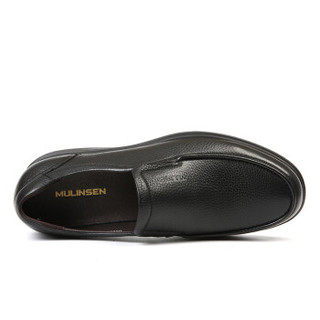 木林森（MULINSEN）简约套脚商务休闲男皮鞋 黑色 40码 SL87141