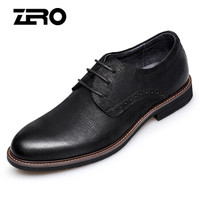 ZERO 男士 舒适柔软休闲 头层牛皮 车缝线 商务正装鞋 B83330 黑色、41