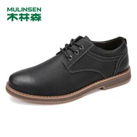 MULINSEN 木林森 SL77341 男士时尚牛皮休闲鞋 黑色 41码