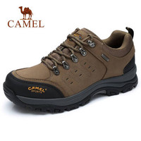 CAMEL 骆驼 男士 耐磨休闲鞋 磨砂牛皮 车缝线 登山鞋 A832026375 卡其/黑、41