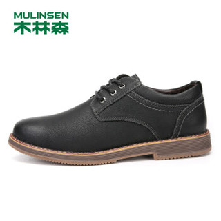 MULINSEN 木林森 SL77341 男士时尚牛皮休闲鞋 黑色 40码