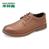 MULINSEN 木林森 SL77341 男士时尚牛皮休闲鞋 棕色 41码