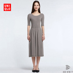 女装 3D全棉罗纹连衣裙(五分袖) 414214 优衣库UNIQLO