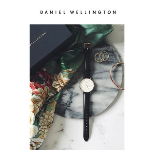 Daniel Wellington Classic petite&leather strap RG 女士手表 (不锈钢、圆形、白色)