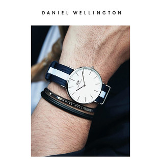 Daniel Wellington  40尼龙+cuff金 男士手表 (圆形、其它、白色)