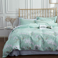 简丽（janlee）床上用品四件套纯棉斜纹印花双人床单被罩1.5/1.8米床全棉加厚（被套200*230） 锦绣花期