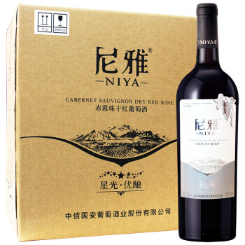 NIYA 尼雅 星光系列优酿 赤霞珠干红葡萄酒 国产红酒 750ml*6瓶圆筒整箱装