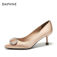 Daphne/达芙妮春季新款婚鞋高跟鞋浅口细跟尖头钻饰单鞋女