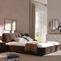 兰瑞蒂 布艺床 布床可拆洗 现代简约1.8米婚床 双人床(咖啡色 1.5乘以1.9)