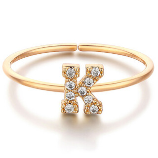glam ever 你的专属系列 MN1601 英文字母K锆石指环 (1.5cm、金色)