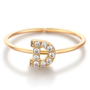 glam ever 你的专属 MR1401D 开口锆石指环 (1.5cm、金色)