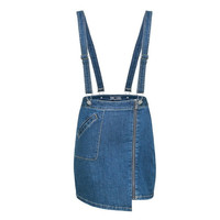 森马 Semir2018夏秋新款连衣裙半身裙复古a字裙街拍显瘦裙子女背带裙 S 牛仔深蓝