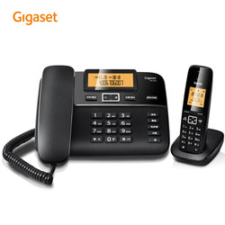 Gigaset原西门子品牌电话机DL310数字无绳电话家用子母机中文来电显示一拖一办公固定无线电话座机(黑) *5件