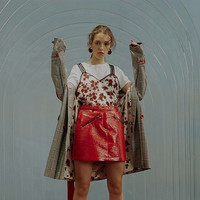 丽丽 LILY时髦OL漆皮拉链短裙 S 黑色