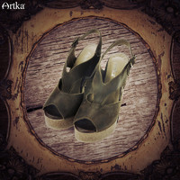 Artka阿卡冬季新款女复古时尚百搭舒适坡跟凉鞋单鞋鞋子LD10065C