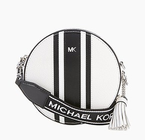 MICHAEL KORS 迈克·科尔斯 April系列 女士条纹拼色圆形单肩斜挎包