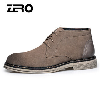 零度(ZERO)男士时尚百搭英伦磨砂皮户外休闲马丁短靴 H83352 沙色 40