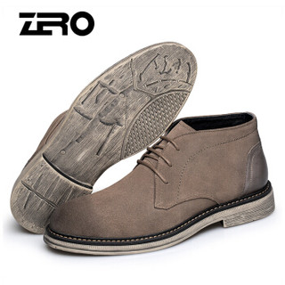 零度(ZERO)男士时尚百搭英伦磨砂皮户外休闲马丁短靴 H83352 沙色 40