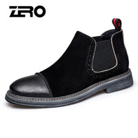 零度(ZERO)休闲男士磨砂皮百搭时尚耐磨保暖短靴 R85396 黑色 44