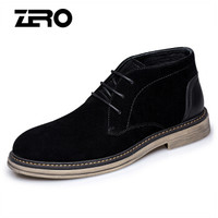 零度(ZERO)男士时尚百搭英伦磨砂皮户外休闲马丁短靴 H83352 黑色 38