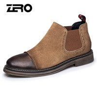 零度(ZERO)休闲男士磨砂皮百搭时尚耐磨保暖短靴 R85396 浅棕 41