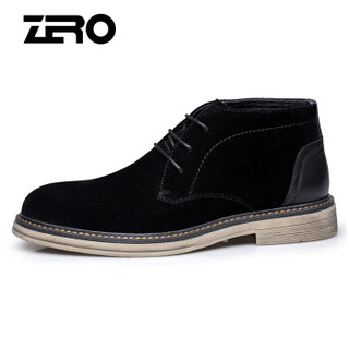 零度(ZERO)男士时尚百搭英伦磨砂皮户外休闲马丁短靴 H83352 黑色 44