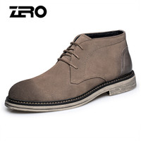 零度(ZERO)男士时尚百搭英伦磨砂皮户外休闲马丁短靴 H83352 沙色 39