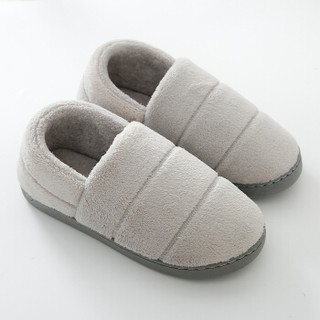 南极人 全包跟棉拖鞋男冬季保暖居家简约灰色280(42-43)码TXQJ18081