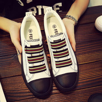 飞耀（FEIYAO）韩版套脚平底帆布鞋女学生L-805 白色 40