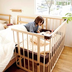 Farska 全实木婴儿床/多功能带滚轮加长大可调高低进口榉木松木宝宝BB床