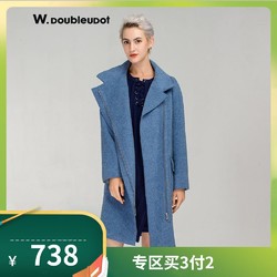 W.DoubleuDot达点秋冬新品韩版女简约宽松中长呢大衣