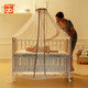 好孩子（gb）婴儿床宝宝实木欧式可折叠拼接床多功能新生儿童床 白色/原木色（赠床垫+五件套+蚊帐）