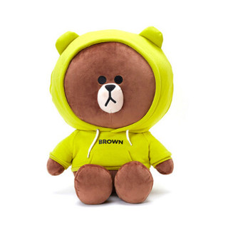 LINE FRIENDS 布朗熊 青柠绿帽衫玩偶卡通女生可爱萌毛绒玩具 (20cm)