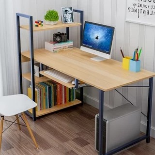 匠林家私 书桌电脑桌书架组合 黄木纹 115cm