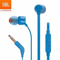 JBL T110 立体声入耳式耳机耳麦 手机耳机 运动耳机 电脑游戏耳机 带麦可通话 蓝色