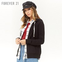 Forever21女装上衣外套时尚休闲运动风棉质抽绳连帽夹克外套女