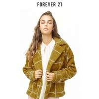Forever21 LOV女士网格印花仿羊毛大衣
