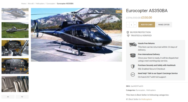 神价格：空客直升机 AS350BA 小松鼠 轻型多用途直升机 
