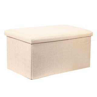 RedCamp 长方形收纳凳子储物凳可坐成人沙发凳换鞋凳折叠收纳椅家用收纳箱 米白110升 *2件